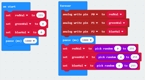 changing LED in makecode