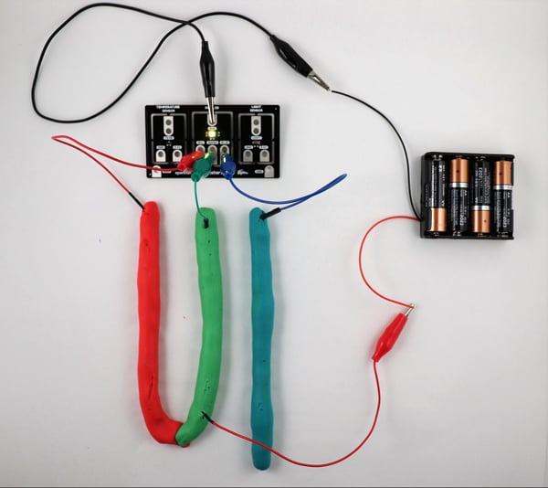 mixing colors with Play-Doh and LEDs