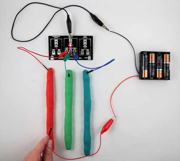 RGB LED lit up with Play-Doh